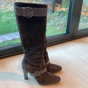 Tod's Brown Suede Buckle Boot, Size 5